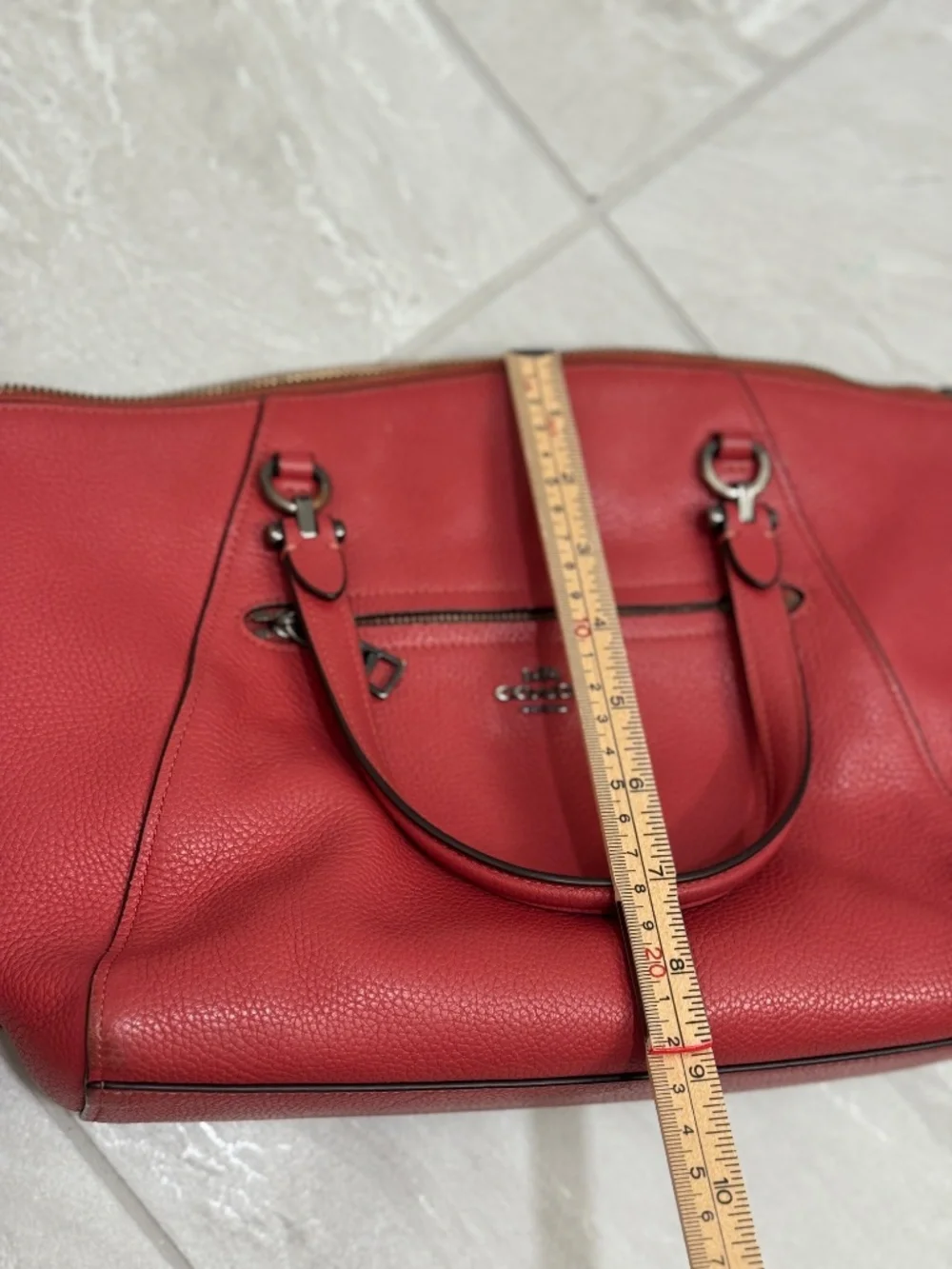 Coach Orange Red Pebbled Leather Prairie Satchel Crossbody Bag with Dust Bag - Picture 12 of 14